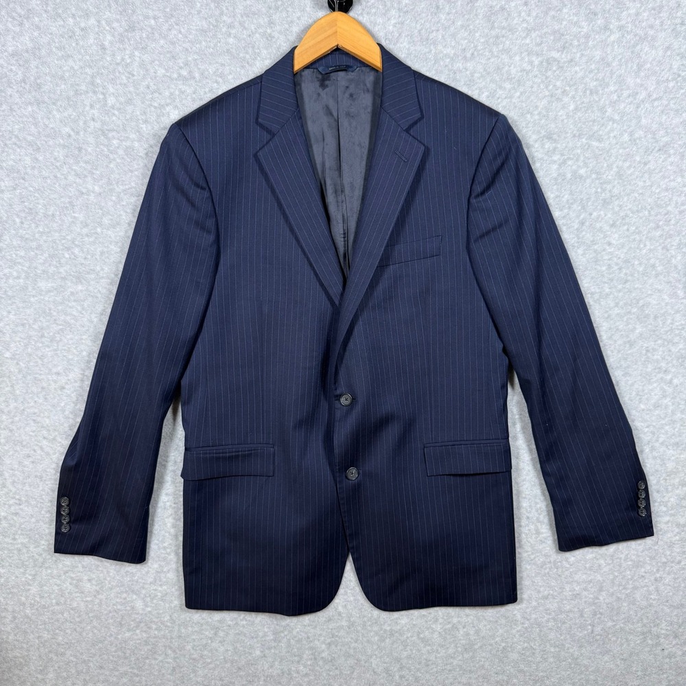 Brooks Brothers Blazer Mens 42L 42 1818 Regent Saxxon Wool Navy Pinstripe Italy